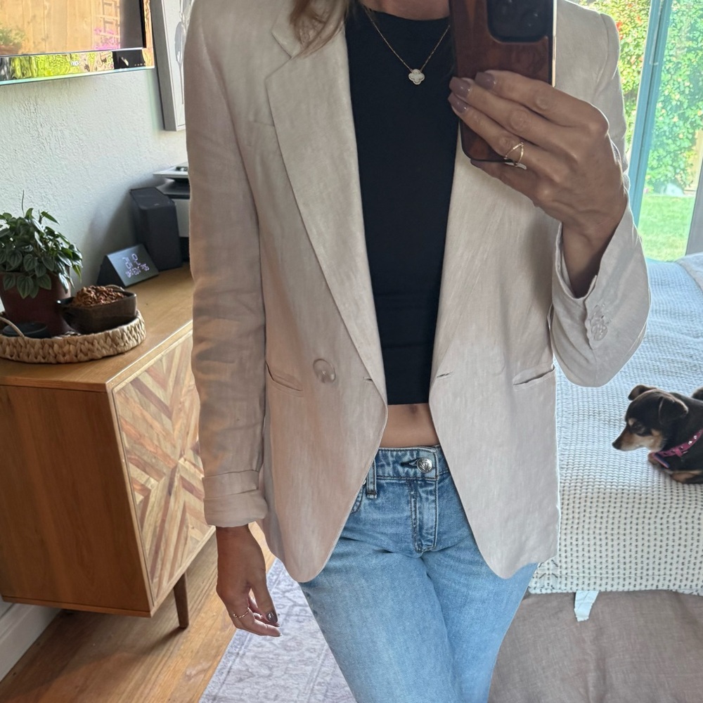 Magaschoni Cream Blazer Lightweight Casual Suit Jacket